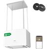 CIARRA CBCS4850 Classe A+++ Cappa a Isola 700m³/h 48cm Smart WiFi Controllo App 4 Livelli Booster Cappa Aspirante Isola Bianco on Filtro a Carbone CBCF003