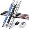Nicpro 3 Pezzi 2mm Matite Meccaniche, Art Portamine Matite Falegname Set con 6 Tubo Nero & Colore Mine HB & 2B, Gomma, Temperamatite per Artista Cantiere, Carpentiere, Disegno Scrittura, Schizzi