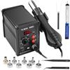 TLBZK Stazione di riparazione 858D 220V, stazione di saldatura SMD con pistola ad aria calda, supporto per saldatore con 8 ugelli per la riparazione di elettronica