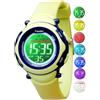 Facasu Orologio digitale bambini ragazze e ragazzi, impermeabile per bambini,luce colorata,per sport all'aria aperta,facile da leggere e regolare l'ora con allarme per bambini (Verde)