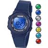 SOCICO Orologio digitale per bambini, resistente all'acqua 5ATM, orologio per illuminato a 7 colori con sveglia e cronometro per bambine e bambini dai 5 ai 12 anni.
