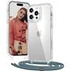 OLEPHY Cover Trasparente con Cordino per iPhone 15 Pro Max 6,7'',Custodia con Regolabile Collana, Protezione Completa [Antiurto] [AntiGraffio] Case con Laccio Tracolla, Verde Pino
