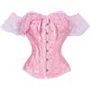 OPLERT Top corsetto con maniche in pizzo per donna, intimo modellante vintage floreale, top bustier con corsetto a seno intero
