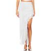 SEBOWEL Gonna in rete da donna elegante con volant, asimmetrica, maxi gonna per festival musicali, feste, festival, bianco, M