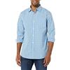 Amazon Essentials Camicia in Popeline Elasticizzato A Manica Lunga dalla vestibilità Aderente Uomo, Blu Chiaro Bianco Percalle, L