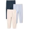 Amazon Essentials x Sofia Grainge Leggings Unisex Bimbi, Pacco da 3, Avorio/Blu Chiaro/Blu Marino Scuro, 0 Mesi