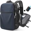 LOKASS Zaino sottovuoto, zaino da viaggio espandibile da 60 litri con pompa sottovuoto, idrorepellente e lucchetto TSA, omologato come bagaglio a mano sugli aerei, adatto per laptop da 17,3 pollici, Blu