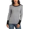 Dilgul Pullover Donna Maglione Patchwork Maglia a Maniche Lunghe a Maglieria Maglione Leggero Grigio X-Large