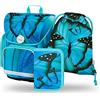 Baagl Set di 3 zaini per la scuola Ergo per la prima classe, zaino ergonomico per la scuola elementare con cintura toracica, farfalla, Set per la scuola
