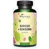 Vegavero Ginkgo Biloba e Panax Ginseng | Con 20% Ginsenosidi e 24% Glucosidi Flavonoidi | SENZA ADDITIVI | 120 capsule | Vegan | Vegavero®