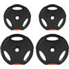 SPORTNOW Kit Pesi con 2 Dischi da 10 kg e 2 Dischi da 5 kg con 3 Fori, Pesi per Bilanciere in Polipropilene e Sabbia, Ø34x6 cm e Ø27x4.5 cm, Nero