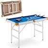 HOMASIS Tavolo da Biliardo Pieghevole, Biliardo Professionale con Mazze, Gessetti, Palline, Triangolo e Spazzola, Carambola da Casa per Bambini e Adulti, 122 x 64 x 78 cm (Blu)