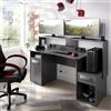 Dmora - Scrivania Manos, Scrittoio multifunzione moderno da gaming, Tavolo da studio porta PC e porta CD, 154x69h98 cm, Antracite, senza luci LED