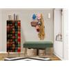 Dmora Mobile da Ingresso Baham, Entratina Appendiabiti, Composizione per atrio, Consolle portaoggetti Multifunzione, 50x38h135 cm, Quercia e Verde