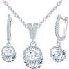 MICMIF Set di Collana e Orecchini Zircone, Parure Gioielli in Argento 925 per Donna, Orecchini Pendenti Rotondi a Cerchio con Zirconi Collana con Ciondolo, Gioielli per Mamma Fidanzata