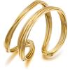 ENSKEFEN Bracciale rigido da donna in oro massiccio multistrato con filo incrociato aperto braccialetto cavo largo bracciale regolabile oro aperto bracciale rigido, One Size, Metallo Pelle sintetica