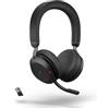 Jabra Evolve2 75 Wireless PC Headset with 8-Microphone Technology - Dual Foam Stereo Headphones, USB-A dongle, Ottimizzato per Microsoft Teams, Nero, Senza Supporto