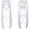 maysuwell Parrucca Cosplay Sousou Pigtail Bianca Capelli Lunghi Lisci Con Frangia Coda di Cavallo Parrucche Costume per Donne Halloween