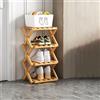 SHENGYIG Scarpiera, Scaffale Pieghevole in Bambù per Scarpe, Scaffale per Ingresso, Armadio, Camera da Letto, Corridoio, Naturale, Funzionale, Multifunzionale (colore legno), 4 Strati.