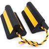 BONJUME Cunei per Ruote per Rimorchi, 2PCS Cunei per Camper Fermaruota Furgone E Roulotte Cunei per Ruote Protezione per Rampa in Gomma Cunei per Freni per Rimorchi con CordaIn Nylon