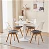GrandCA HOME Tavolo da Pranzo con 4 Sedie, Tavolo da Pranzo Rotondo Moderno Bianco da 80 CM, 4 Sedie da Cucina Trasparenti Tulip, per Cucina, Soggiorno (Nere)