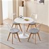 GrandCA HOME Tavolo da Pranzo con 4 Sedie, Tavolo da Pranzo Rotondo Moderno Bianco da 80 CM, 4 Sedie da Cucina Trasparenti Tulip, per Cucina, Soggiorno (Grigio)