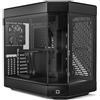 HYTE Case HYTE Y60 - Mid Tower ATX, vetro panoramico a 3 pannelli, tre ventole Flow FE12 preinstallate, Nero