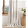 PONY DANCE Tende Soggiorno Moderne 2 Pezzi 140x245 CM Spesse Tende Lino per Interni con Anelli in Bronzo Linen Curtains Semitrasparenti Camera da Letto Eleganti, Crema