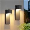 K-Bright LED applique da esterno 16W, 2 pezzi lampada da esterno 3000K bianco caldo IP65 impermeabile | applique in Acciaio Inossidabile per interni/esterni, balcone, giardino, |Nero
