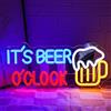 LMSIGNLY It's Beer O'clock - Targa al neon per decorazione da parete, per birra, LED, dimmerabile, USB, LED, neon, per uomo, grotte, garage, casa, bar, pub, discoteca, ristorante