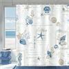 Bonhause Tenda Doccia Nautico Costiero Blu Oceano Corallo Stella Marina Conchiglie Tende per Doccia in Poliestere Impermeabile Antimuffa Lavabile Tende Bagno 180 x 180 cm con 12 Ganci