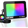 PICAA Faro da Lavoro a LED RGB Smart 50W, 5000LM Esterno, 16 Milioni di Colori, Controllo Wireless via App, Impermeabile IP66, Illuminazione Giardino per Feste Disco con Spina UE (1 pz)