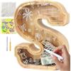 Lakpopya Salvadanaio in Legno Grand per Bambini Adulti Salvadanaio Lettre Personalizzato di A-Z con Area di Destinazione Salvadanaio Apribile Trasparente per Decorazione Regalo Battesimo (S)