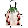 ABAKUHAUS Natale Grembiule, Sfere Rosse Nastri, Comodo per la Cucina Unisex con Collo Regolabile per Cucinare Cuocere Arrostire e Giardinaggio, Verde e Rosso