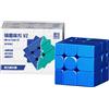 Bucaxit Cubo di Velocità, Moyu V2 Mirror Cube 3x3 Professionale Speed Cube 3D Velocità Puzzle Giocattoli Educativi for Amante dei Cubi (Magnetic Version- Blue)