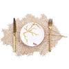 GIVBRO Tovaglietta a forma di foglie da tavolo intrecciata, per tavolo da pranzo, decorazione per la casa di nozze, colore oro, 2 pezzi, L