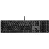 LMP - Tastiera USB Italiana (QWERTY) a Caratteri Grandi con tastierino numerico - Copertura superiore in alluminio e 2 porte USB-A - Compatibile con Mac (Space Gray)