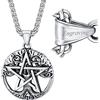 FaithHeart Collana Uomo di Pentagramma Albero della Vita Ciondolo Traforato Lucidato Liscio Amuleto Talismano in Argento Nero Oro Regalo Compleanno
