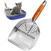 BINYI Paletta per Lettiera Gatto Metallo Cat Litter Scooper con Manico in Legno Cucchiaio per Sabbia Pala per Gatti Distanza dei Fori 3.5 mm e 5 mm Paletta Antiaderente per Sabbietta Accessori per Gatti