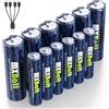 MXBatt Batterie Ricaricabili USB C AA e AAA al Litio Combo, Pile AA Ricaricabili da 1,5 V 3400mWh 6 Pack, AAA 1200mWh 6 Pack