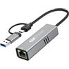 ULANSeN Adattatore Ethernet 5G USB 3.2 con RTL8157, 2-in-1 USB-A/Type-C a scheda di rete da 5 Gbps, convertitore LAN RJ45 per PC, laptop, Windows, Mac OS Linux (5 Gbps hanno bisogno di tipo C > 3.2)