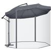 Outsunny Ombrellone Decentrato 3x3 m con Zanzariera, Base a Croce, Prese d'Aria e Manovella, Ombrellone da Giardino Inclinabile e Girevole a 360° in Acciaio e Poliestere, Protezione UV, Grigio Scuro