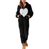 Generico Pigiama Donna Intero Caldo Morbido Onesie Pajamas Con Zip E Cappuccio Lunga Tinta Unita Tuta Intera Pigiama Flanella Peloso Curvy Manica Lunga Pigiama One Piece Teddy Indumenti Da Notte Homewear