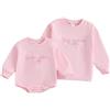 Barbotimer Big Sister Little Sister Outfits Little Sister Bubble Pagliaccetto Big Sister Camicia Fiocchi Ricamo Fratello Top di corrispondenza Autunno Inverno Vestiti, Rosa Grande, 4-5 Years