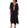 L-Peach Loungewear Boho Caftano di Cotone da Donna Kimono Oversize per Casa Maxi Abito da Spiaggia Copricostume