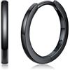 Silvora Orecchini Uomo Cerchio Argento 925, 12mm Orecchini Donna Nero a Cerchio Piccoli per Anniversario Natale Compleanno