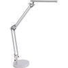 Alco Albert 963-28 - Lampada da scrivania/postazioni di Lavoro a LED con Base Rotonda e Pratico Braccio Doppio, Argento, Interruttore on/off, 20 LED, plastica, 7 Watt, Circa 60,7 x 16 x 44 cm