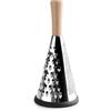 Lacor - 61366 - Grattugia conica in acciaio inox, manico in legno di faggio, tre tipi di griglia, base antiscivolo, 12 cm x 27 cm