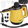 EAVE Pulitore a Vapore Portatile, 110℃ Vaporetto Portatile per una Pulizia Efficiente, Versatile Vaporetto con 10 Accessori e un Cavo 5 m, per Divani, Tappeti, Fessure, Pulizia Senza Chimica (Giallo)