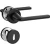 SORWDUERM Maniglia per porta nera Set maniglia, acciaio inox spazzolato opaco, maniglia per porta d'ingresso e porta interna, forma a L, rosetta rotonda, BB - Maniglia per letto